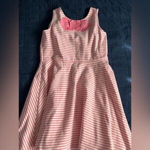 Janie and Jack Pink Striped Dress with Floral Detail